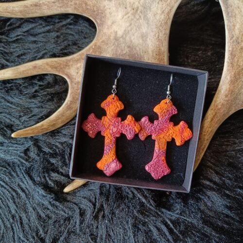 Goottiristi-korvakorut, oranssi/violetti