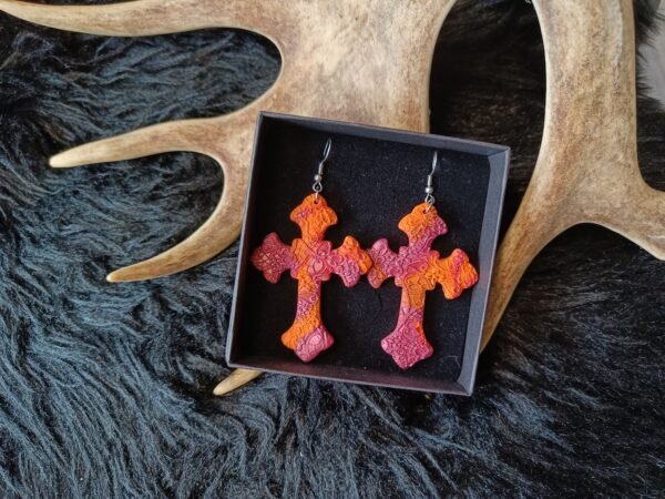 Goottiristi-korvakorut, oranssi/violetti