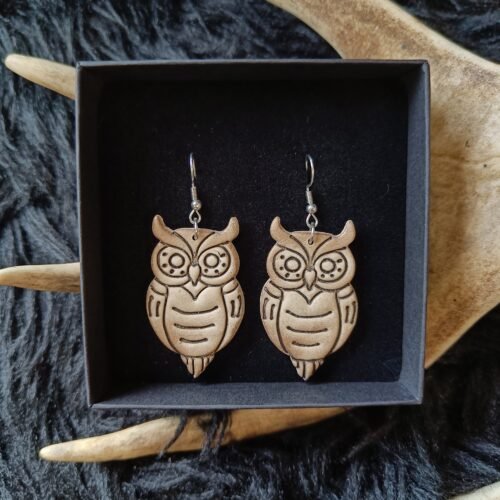 IMG20250903155459 Pöllö-korvakorut, vaalean ruskea