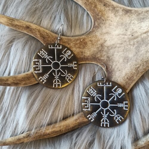 Vegvisir-korvakorut, musta/ kulta metallinhohto