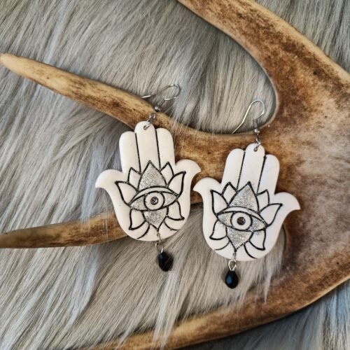Hamsa-korvakorut, valkoinen