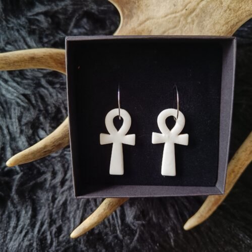 Ankh risti-korvakorut, valkoinen