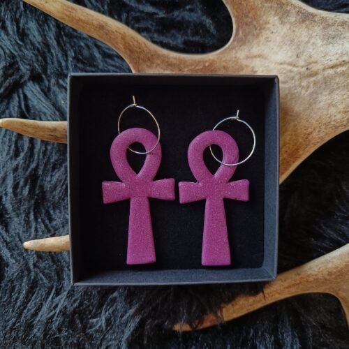 Ankh risti-korvakorut, galaxy purple