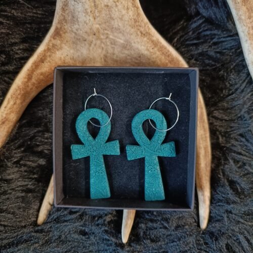 Ankh risti-korvakorut, galaxy green