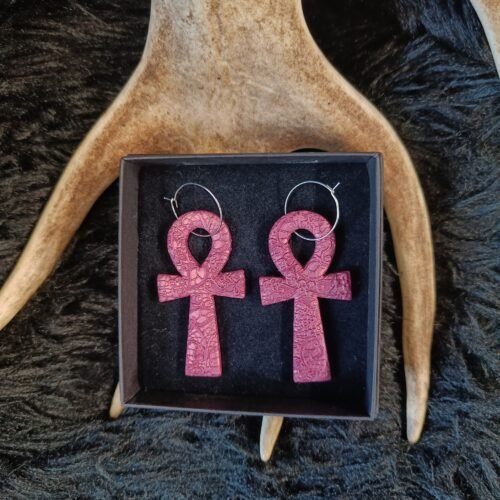 Ankh risti-korvakorut, burgundi