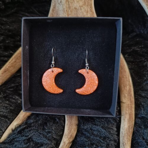 Kuunsirppi-korvakorut, oranssi metallinhohto