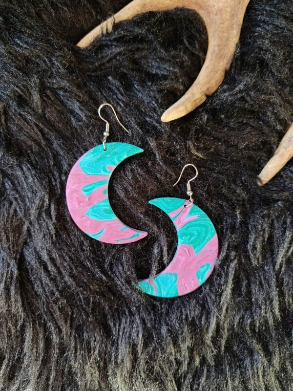IMG20251020122913 Kuunsirppi-korvakorut, vihreä/pinkki
