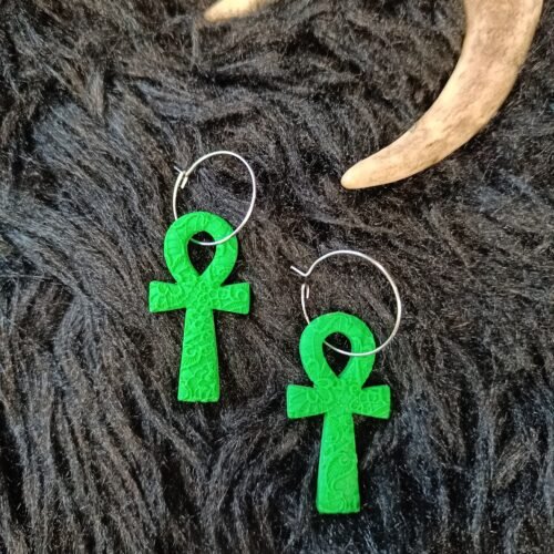 Ankh risti-korvakorut, tropical green