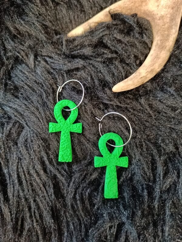 Ankh risti-korvakorut, tropical green