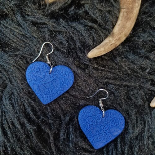 Sydän-korvakorut, sähkönsininen