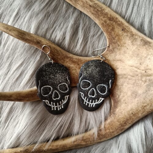 Pääkallo-korvakorut, glitter