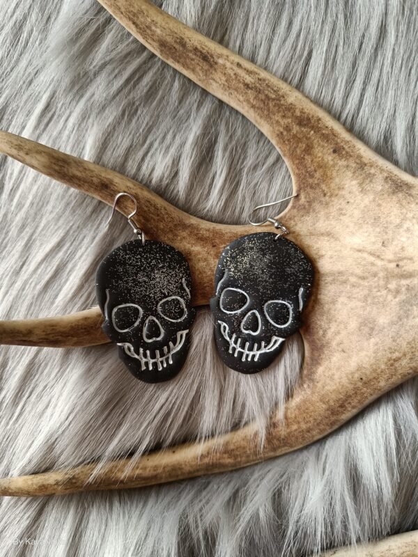 Pääkallo-korvakorut, glitter