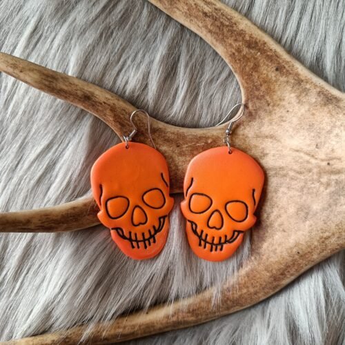 Pääkallo-korvakorut, oranssi