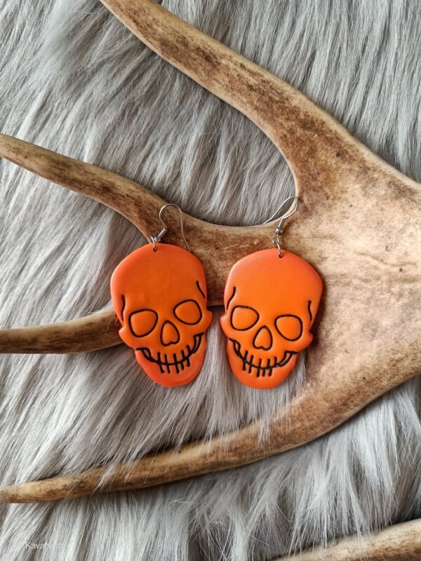 Pääkallo-korvakorut, oranssi