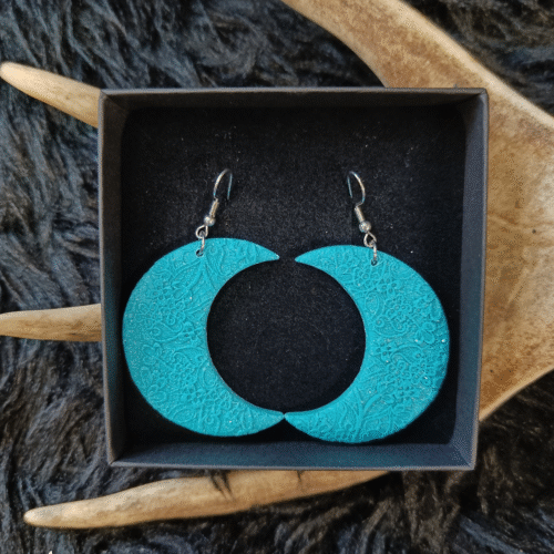 Kuunsirppi-korvakorut, turkoosi