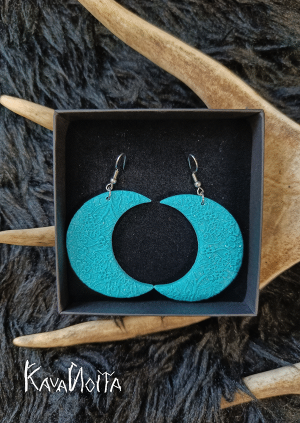 Kuunsirppi-korvakorut, turkoosi