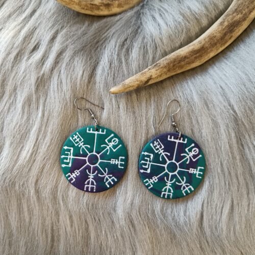 Vegvisir-korvakorut, vihreä/violetti revontuli