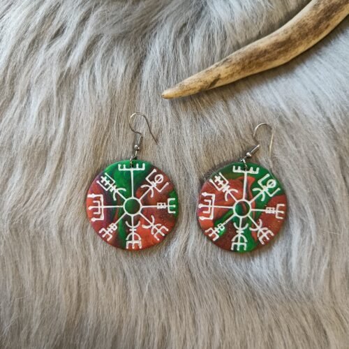 Vegvisir-korvakorut, oranssi/vihreä revontuli