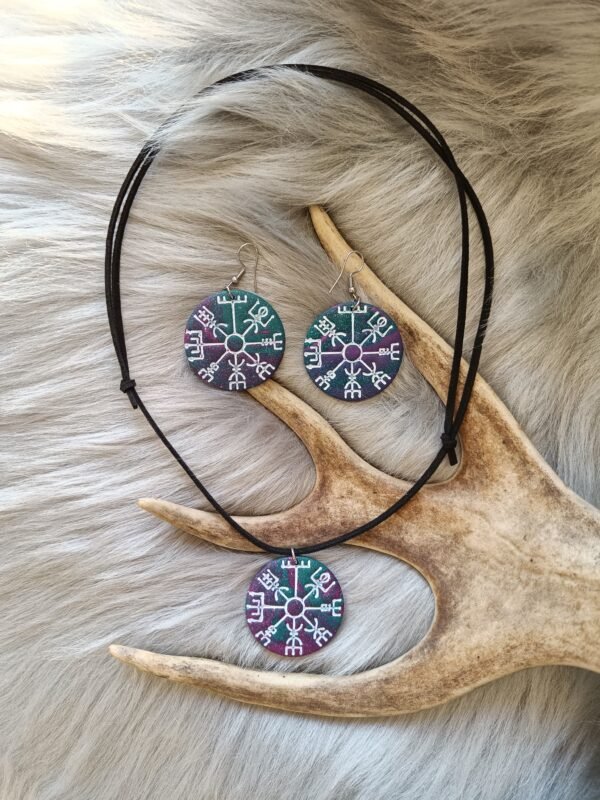 Vegvisir-korusetti, violetti/vihreä revontuli