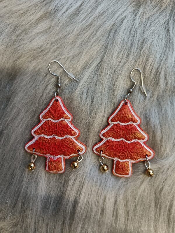 Joulukuusi-korvakorut, punainen/kulta