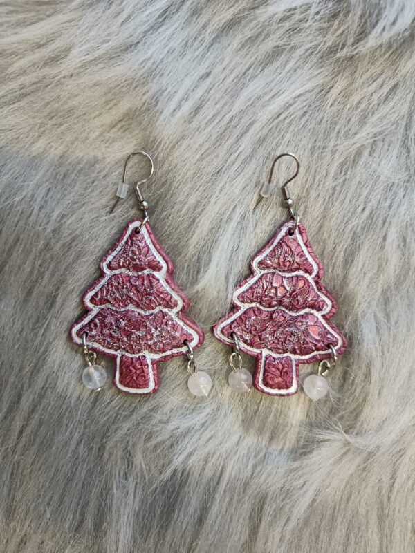 IMG20251205114834 Joulukuusi-korvakorut pinkki/hopea