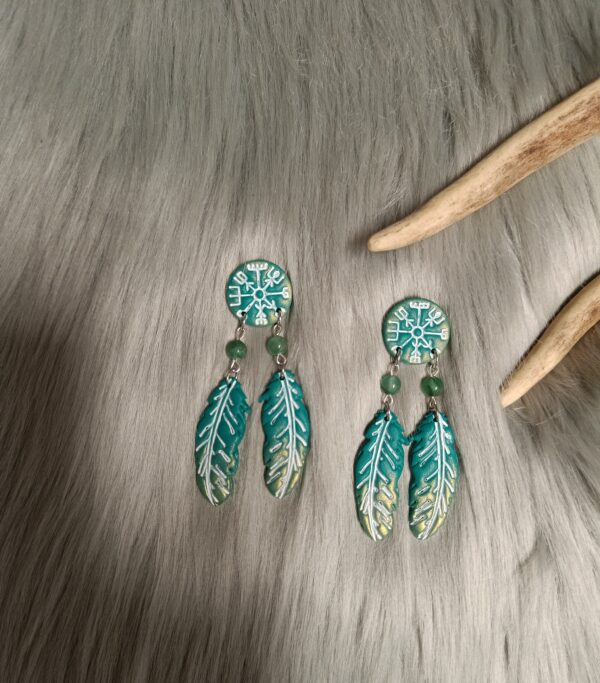 Vegvisir sulilla nappikorvakoru, vihreä/kulta