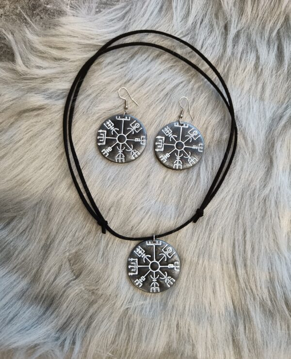 Vegvisir-korusetti, musta/hopea