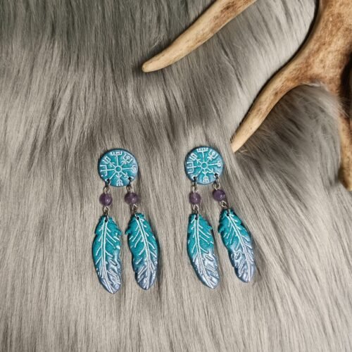 Vegvisir sulilla nappikorvakorut, turkoosi/violetti