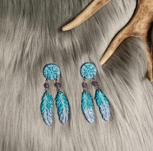 Oplus_131072 Vegvisir sulilla nappikorvakorut, turkoosi/violetti