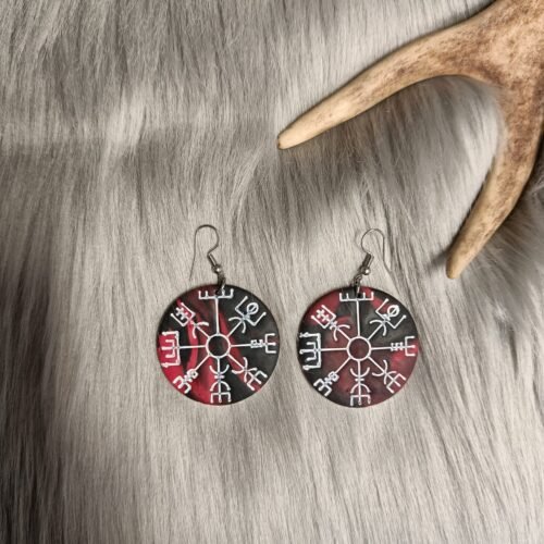 Vegvisir-korvakorut, punainen/musta