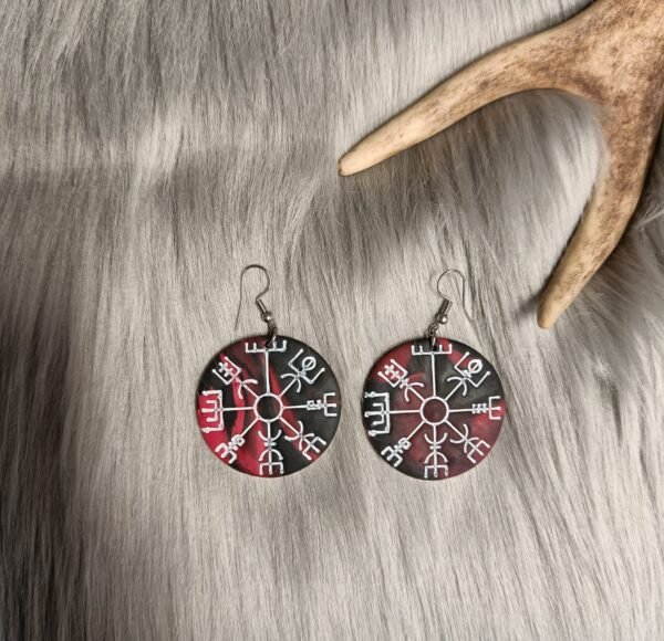 Vegvisir-korvakorut, punainen/musta