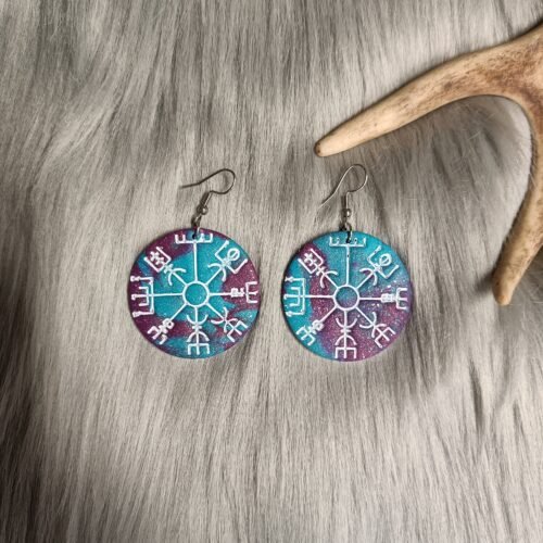 Vegvisir-korvakorut, turkoosi/violetti