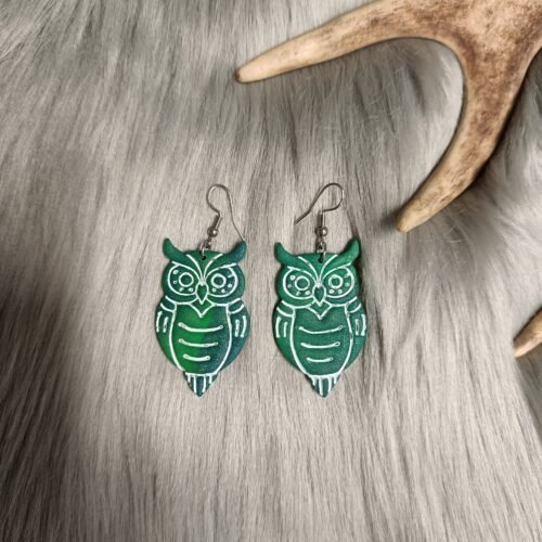 Pöllö-korvakorut, vihreä revontuli