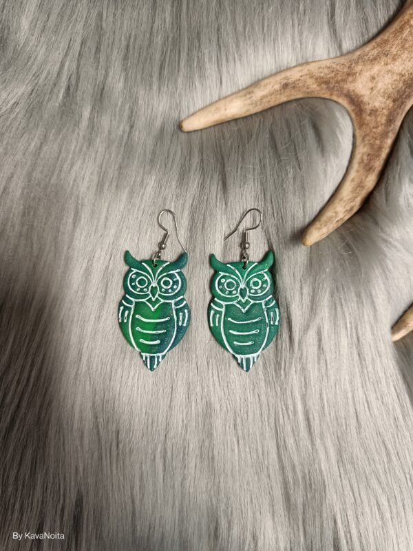 Pöllö-korvakorut, vihreä revontuli