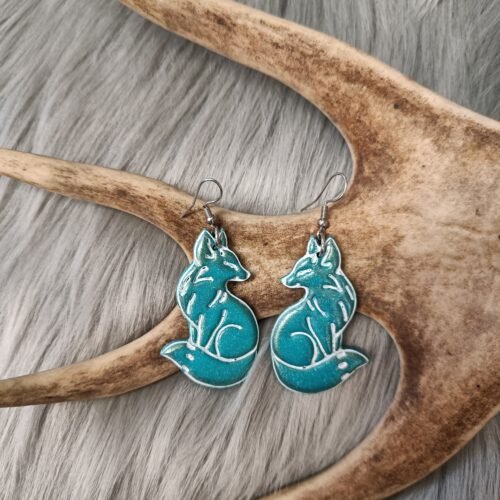 Kettu-korvakorut, turkoosi metallinhohto