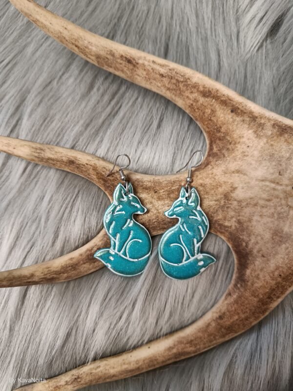 Kettu-korvakorut, turkoosi metallinhohto