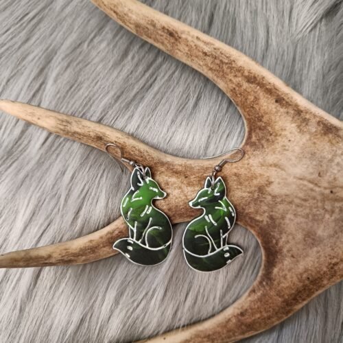 Kettu-korvakorvakorut, vihreä revontuli