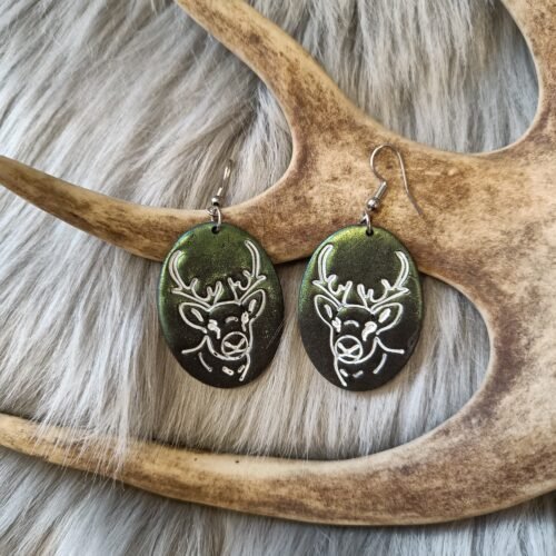 Poro-korvakorut, musta/vihreä metallinhohto