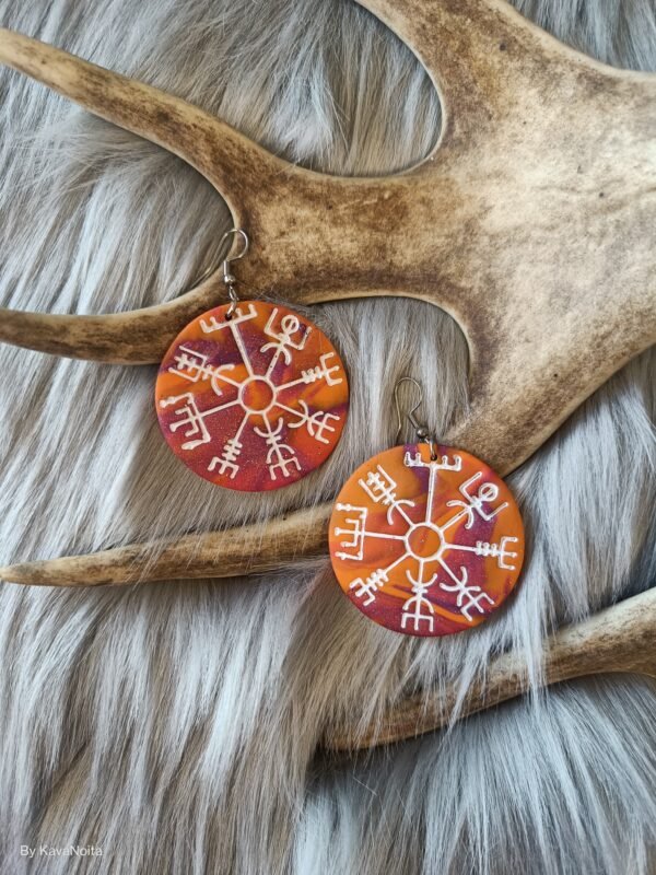 Vegvisir-korvakorut, oranssi/violetti