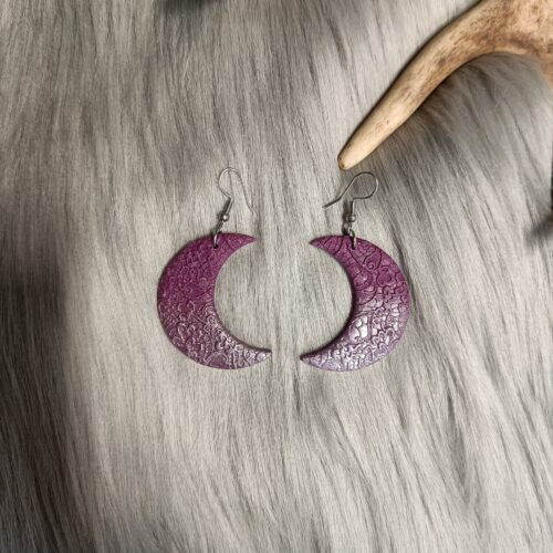 Kuunsirppi-korvakorut, violetti/hopea metallinhohto