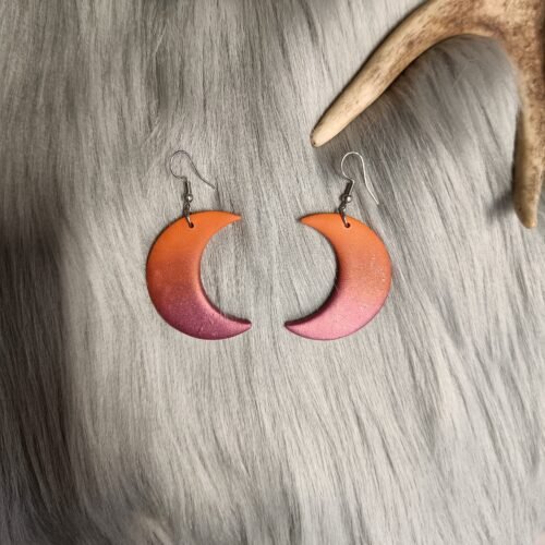 Kuunsirppi-korvakorut, oranssi/violetti