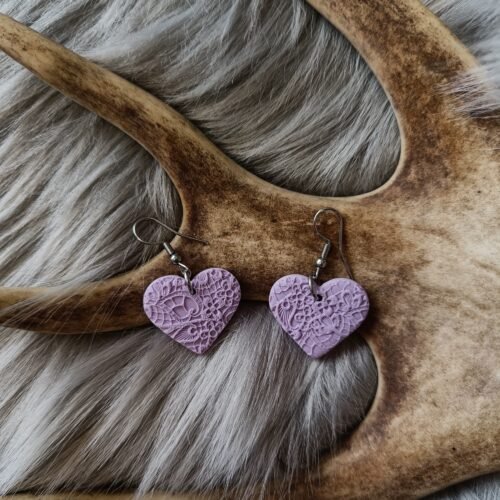Sydän-korvakorut, lila