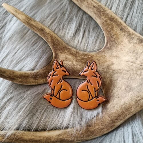 Kettu-nappikorvakorut, konjakki