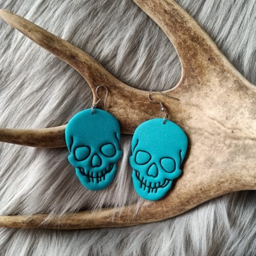 Pääkallo-korvakorut, turkoosi