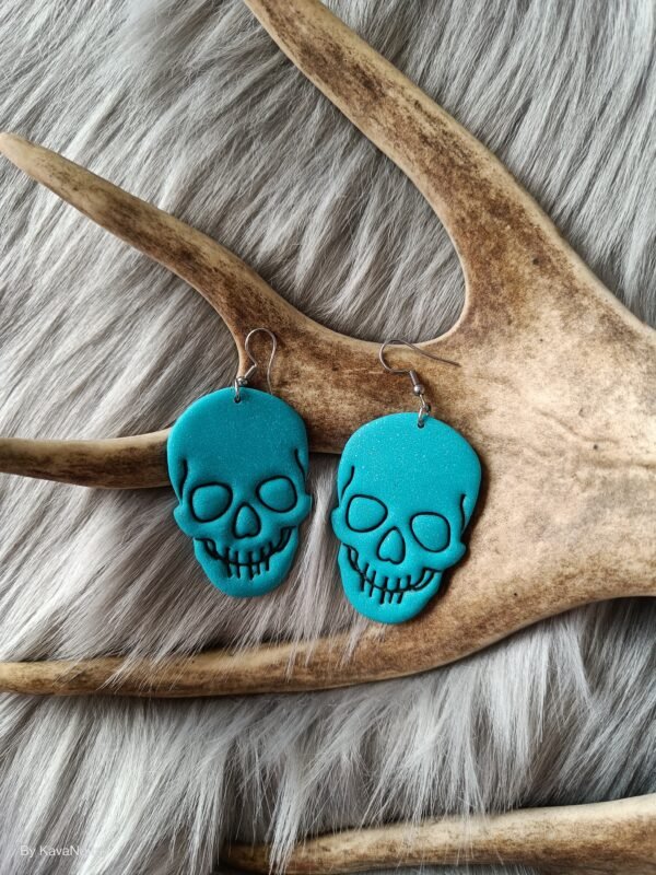 Pääkallo-korvakorut, turkoosi