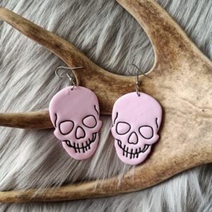 Pääkallo-korvakorut, vaaleanpunainen