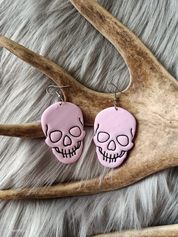 Pääkallo-korvakorut, vaaleanpunainen