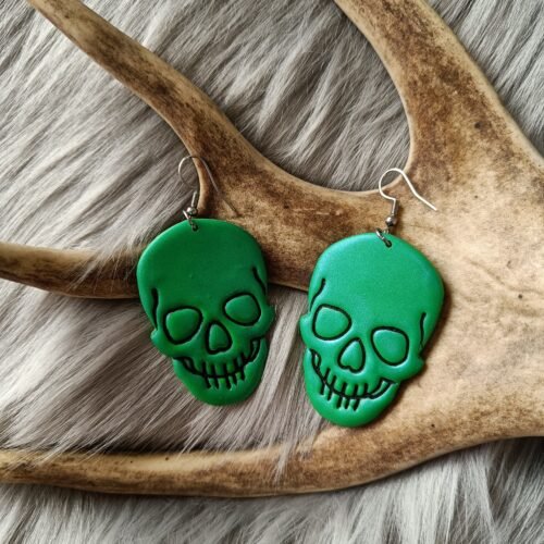 Pääkallo-korvakorut, myrkynvihreä