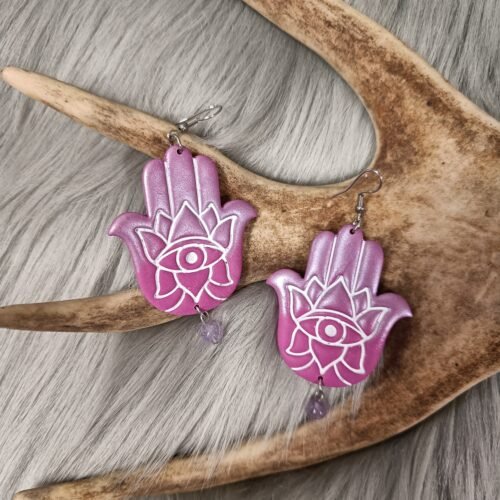 Hamsa-korvakorut, purppura/hopea