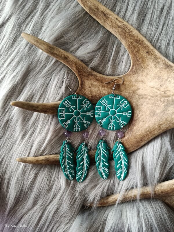 Vegvisir sulilla-korvakorut, smaragdin vihreä